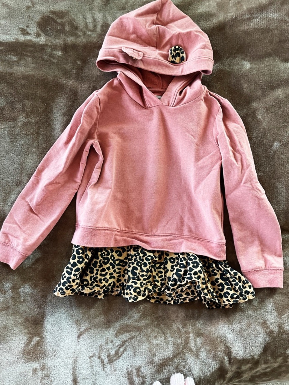 Tucker + Tate Mauve Hoodie with Leopard Ruffle Hem
